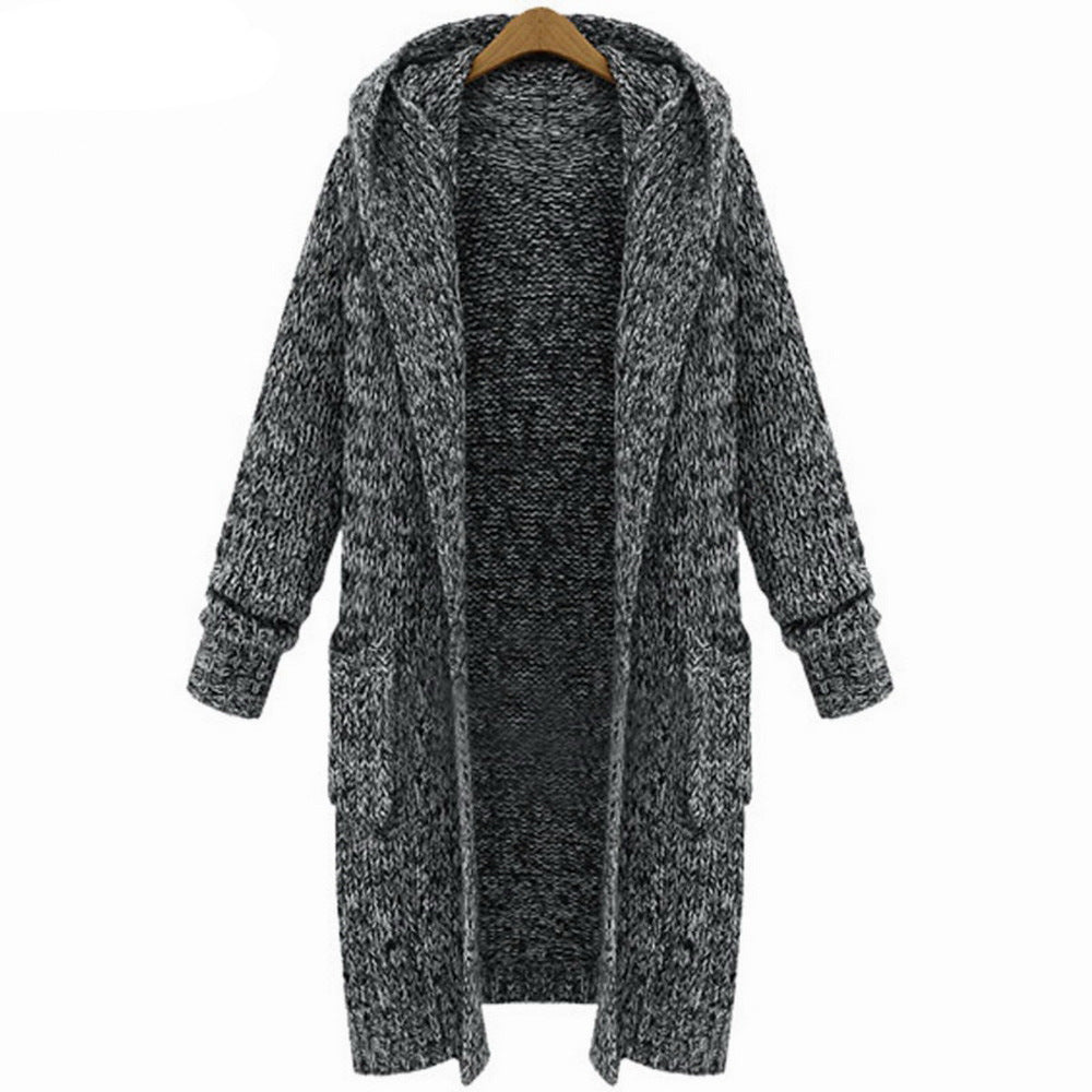 Damen Strickjacke mit Kapuze und bequemen Taschen R&B