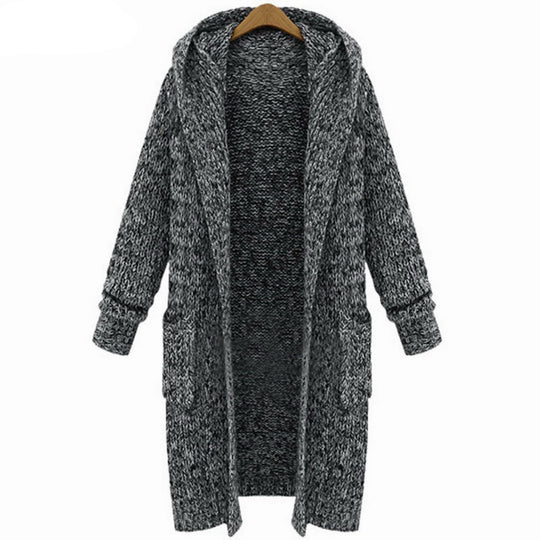 Damen Strickjacke mit Kapuze und bequemen Taschen R&B