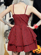R&B| Herbst Neue Korsett A Schwung Karos Kleid
