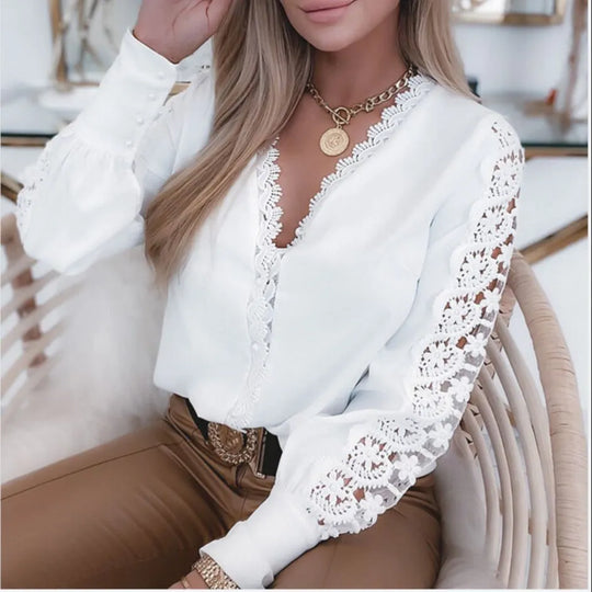 R&B | Elegante Weiße Damenbluse Im 2024-Stil