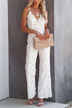 R&B | Rosiedress Solide V-Ausschnitt Tailliertes Cami Spitzen-Overall