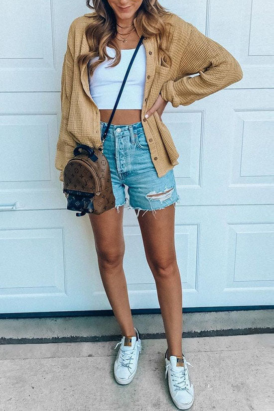 R&B | Cropped Waffelshirtjacke