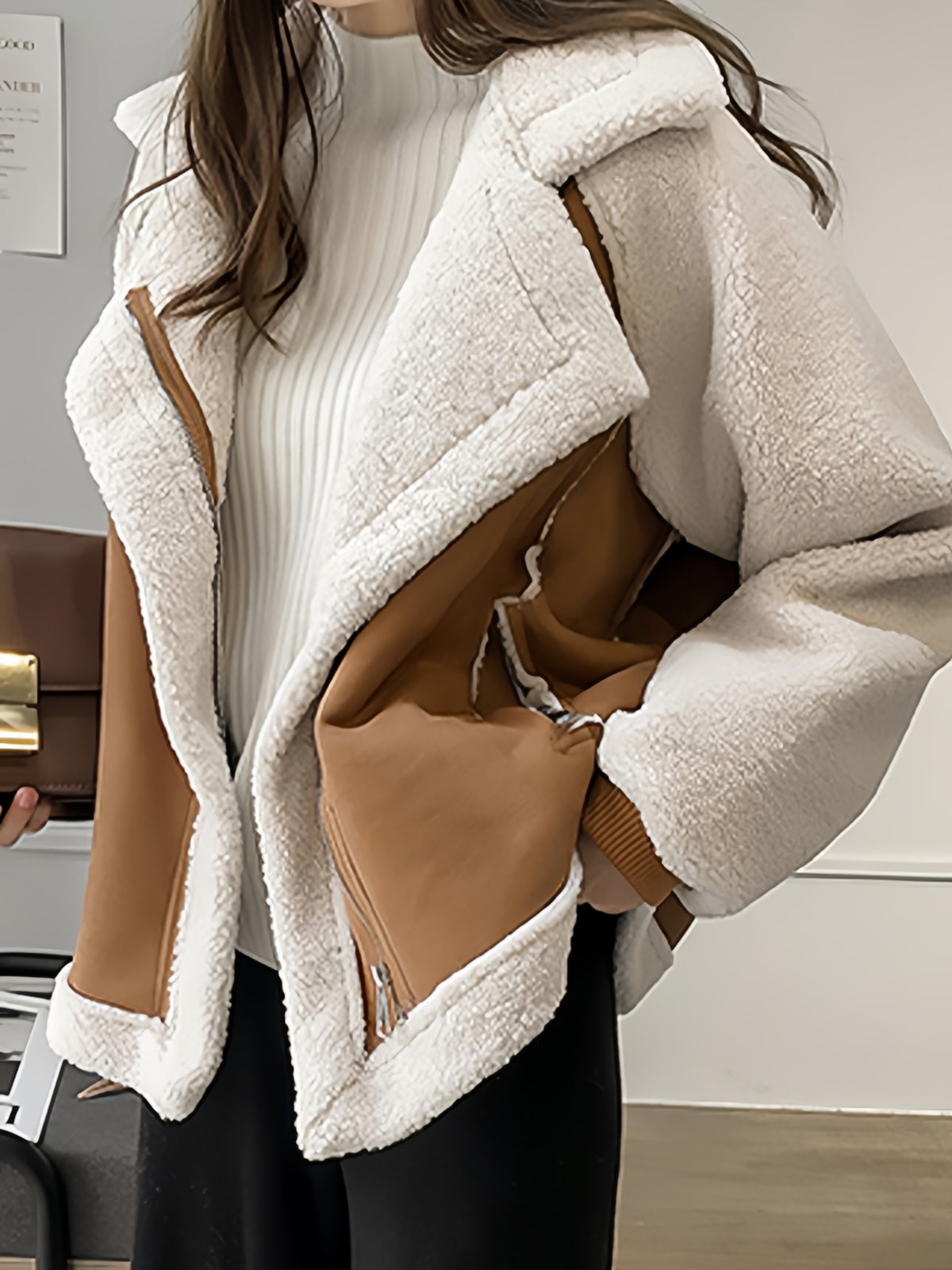 R&B | Oversized Veganes Wildlederjacke mit Reverskragen