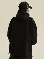 R&B | Retro Schwarze Wasserdichte Outdoorjacke mit Kapuze