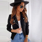 Suede Vintage Einfarbig Jacke
