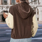 R&B | Fleecejacke mit Kapuze und Patchworkmuster