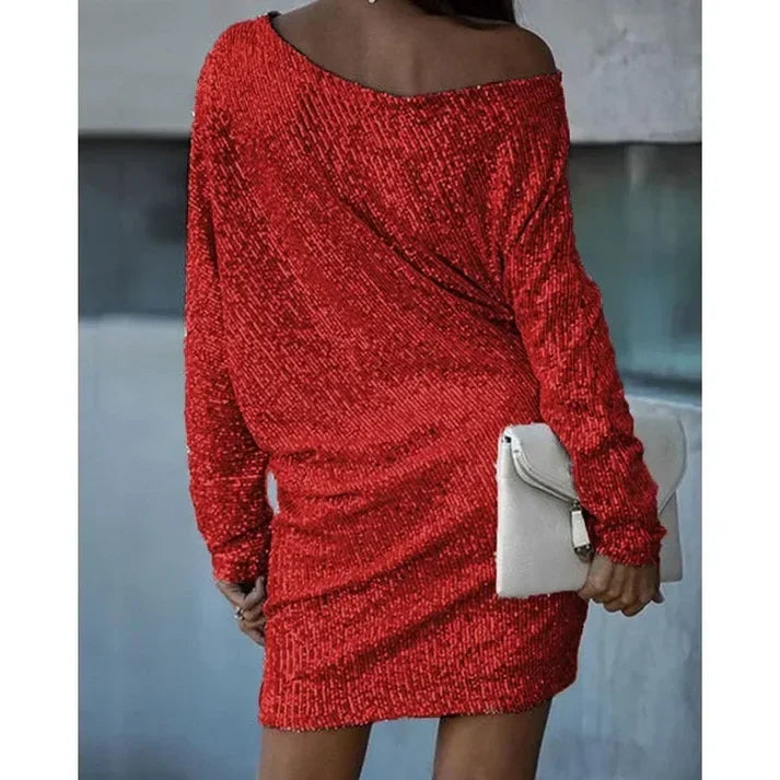 R&B | Blote Schultern Pailletten Mini Kleid