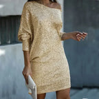 R&B | Blote Schultern Pailletten Mini Kleid