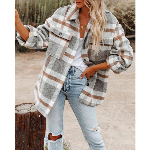 R&B | Klassische Karierte Jacke in Großen Größen für Damen