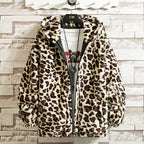 R&B Herren-Fleecejacke mit Kapuze und Leopardenmuster