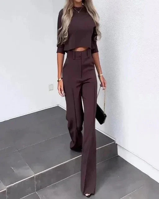 R&B | Elegante Damen Set Mit Crop Top Und Hose