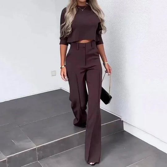 R&B | Elegantes Co Ord Satz mit Crop Top und Weit Hose