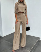 R&B | Elegantes Co Ord Satz mit Crop Top und Weit Hose