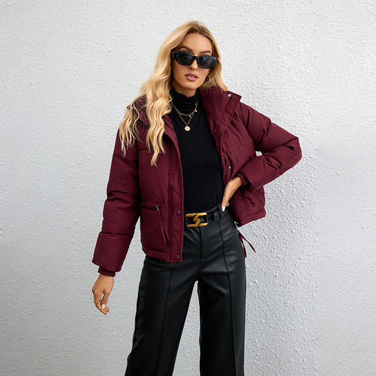 R&B | Kurze Stehkragen Reißverschluss Pufferjacke