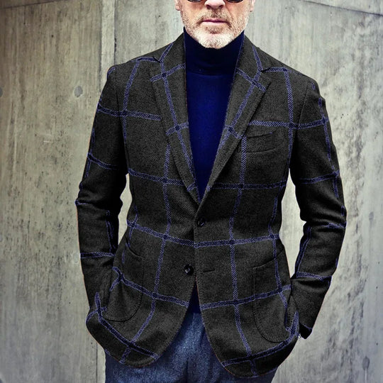 R&B - Klassischer Herbst Karierter Tweed Retro Blazer für Herren