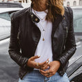R&B | Damen Freizeit Schwarze Bikerjacke Mit Langen Ärmeln