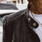 R&B | Motorradjacke aus schwarzem Kunstleder für Frauen