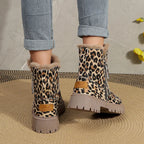R&B | Leopardenmotiv Winter Seitenreißverschluss Stiefel