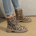R&B | Leopardenmotiv Winter Seitenreißverschluss Stiefel