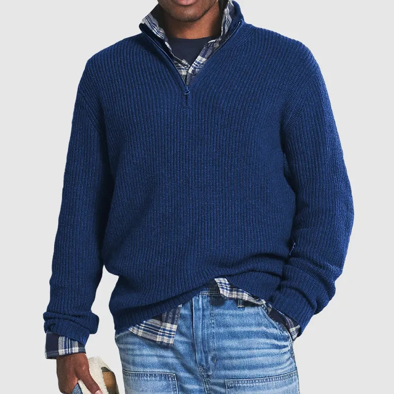 Sommerpullover mit Reißverschlusskragen