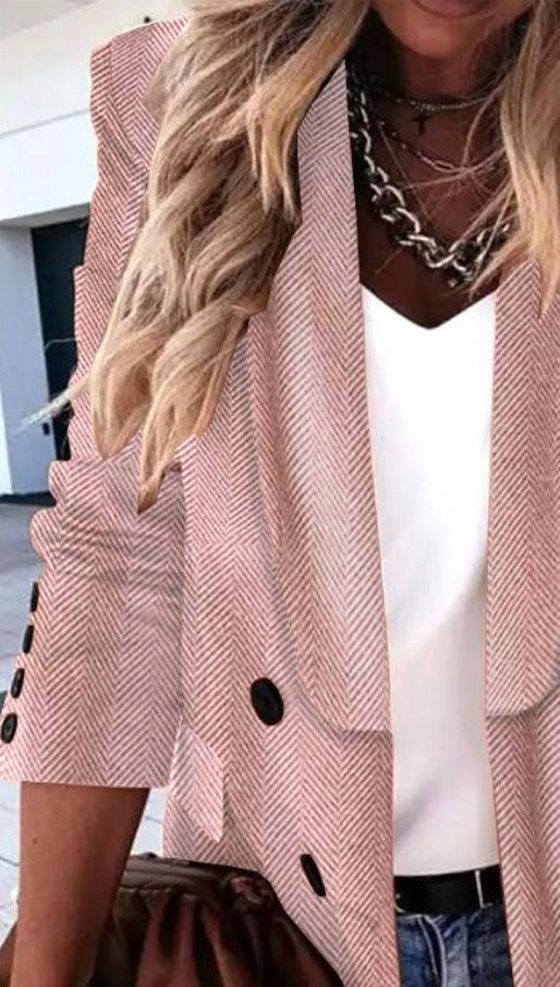 R&B | Einfarbige Blazerjacke mit Revers und Langen Ärmeln, Ideal für Den Herbst.