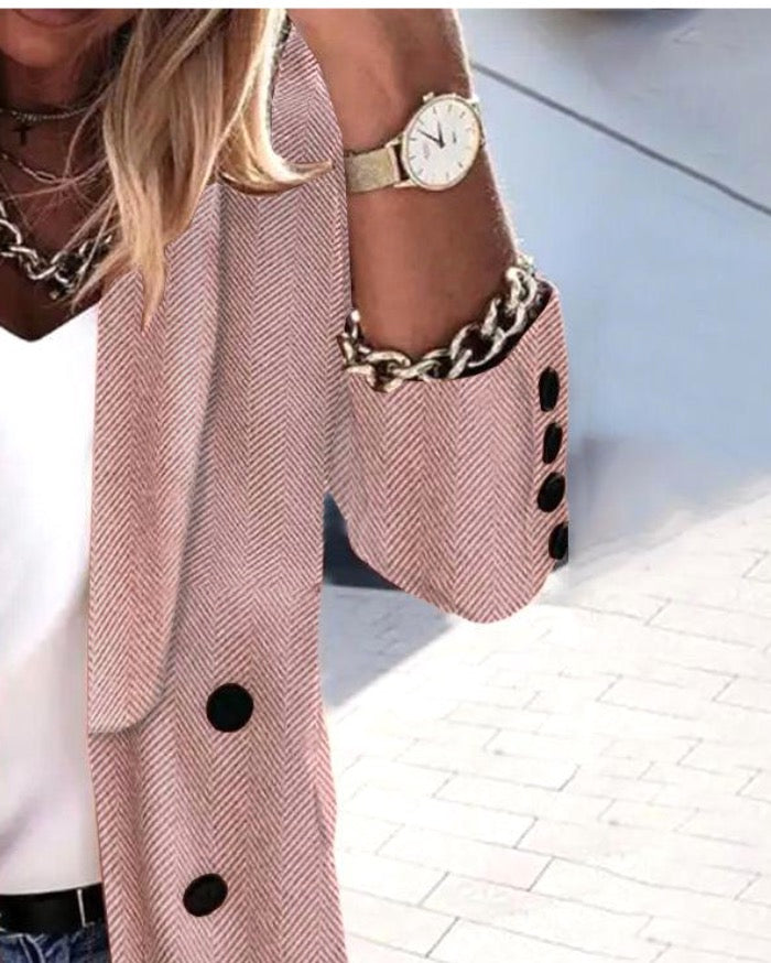 R&B | Einfarbige Blazerjacke mit Revers und Langen Ärmeln, Ideal für Den Herbst.