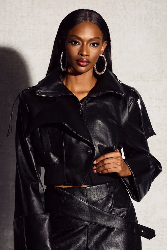R&B | Cropped Lederjacken Set