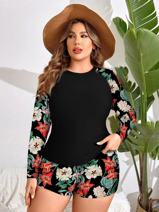 R&B | Blumen Uv Schutz Zweiteiliger Badeanzug