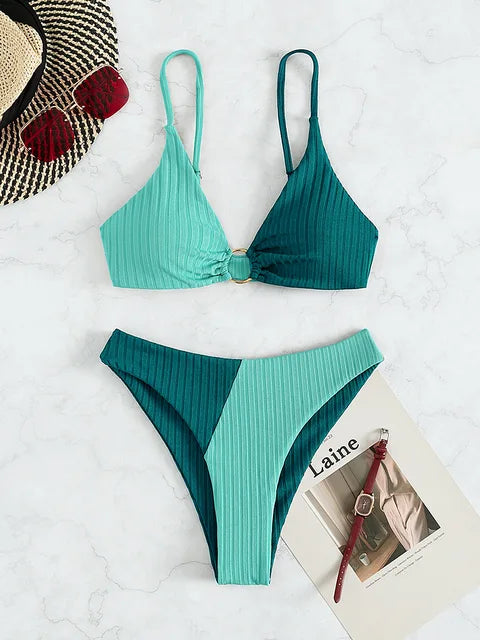 R&B | Push-Up-Bikini-Set mit Hoher Taille für Damen