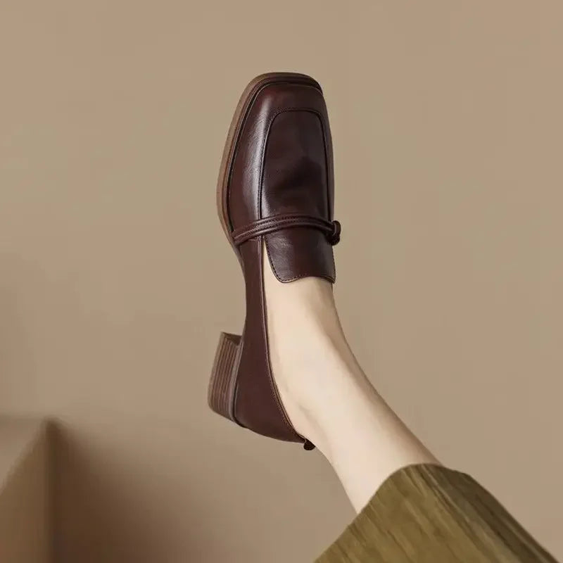 Stil Vintage Leder Damen Ballerinas R&B