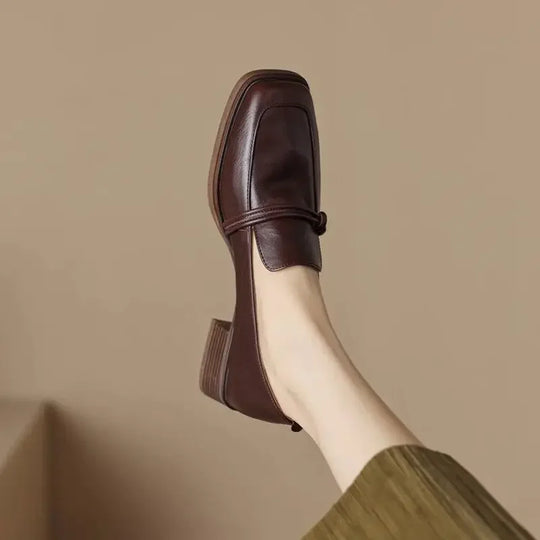 Stil Vintage Leder Damen Ballerinas R&B
