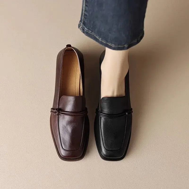 Stil Vintage Leder Damen Ballerinas R&B
