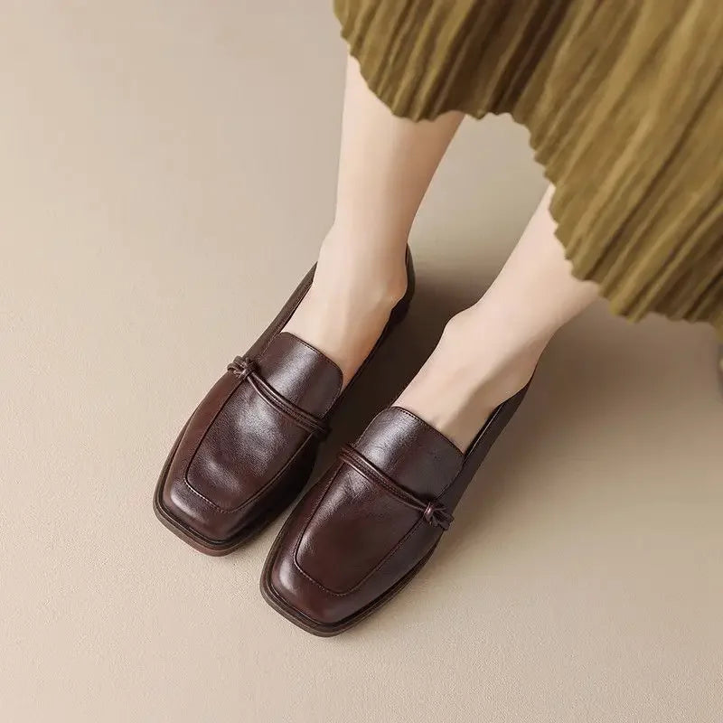 Stil Vintage Leder Damen Ballerinas R&B