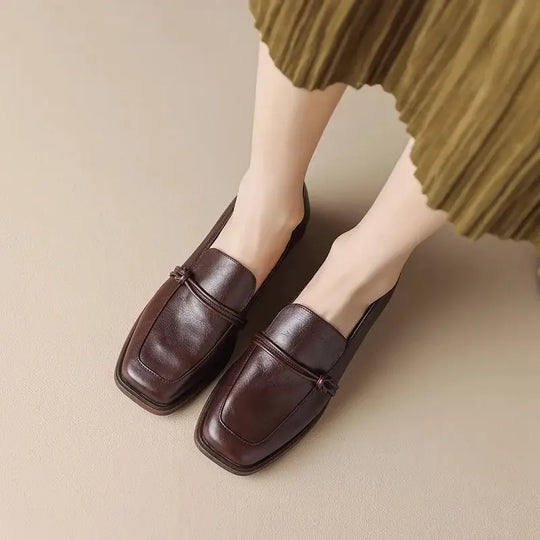 Stil Vintage Leder Damen Ballerinas R&B