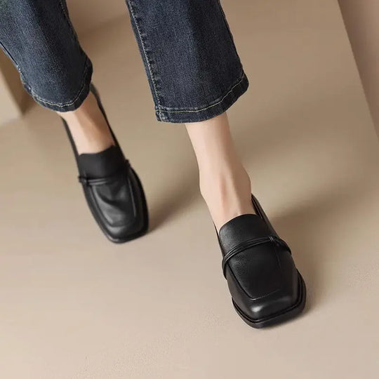 Stil Vintage Leder Damen Ballerinas R&B
