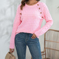 R&B | Pullover - Damen Frühlingsstrickpullover mit Knopfdetail