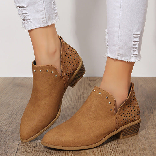 Vintage Spitzenschuh Hollow Knöchelstiefel R&B