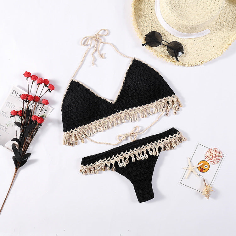 Damen Häkel-Bikini-Set mit Muscheldetails R&B