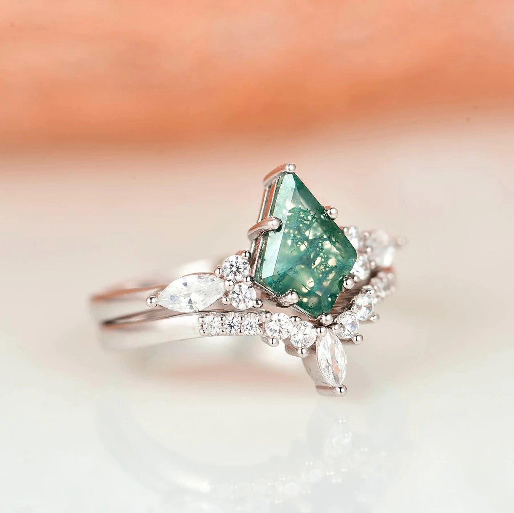 Grüner Moosachat Ring
