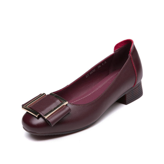 Damen elegante Ballerinas mit modischem Schnallendetail und komfortablem Blockabsatz R&B