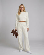 Damen Strick Set Warmes Sweatshirt und Hose