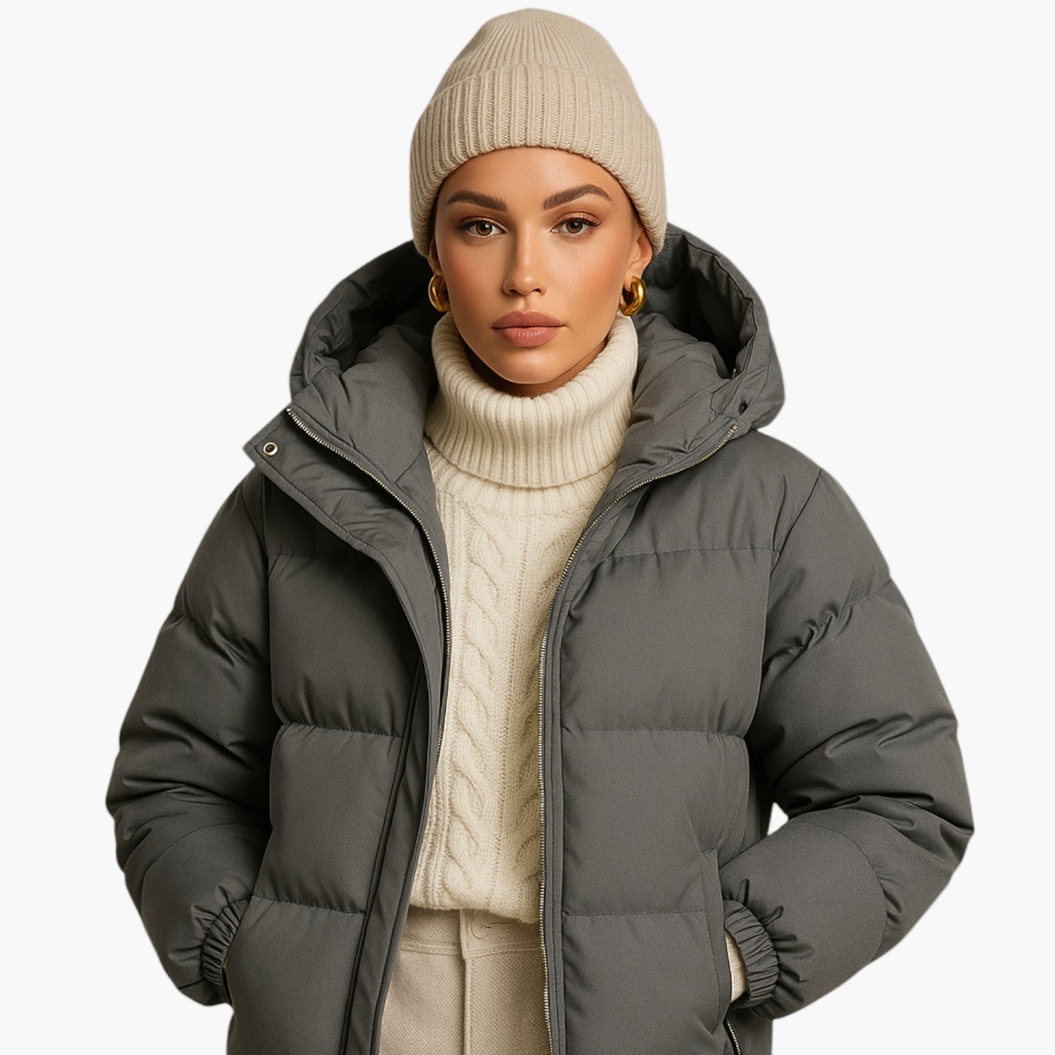 R&B | Puffer Parka - Winterjacke mit Kapuze, Daunenfüllung, Wasserdicht, Urban Outdoor