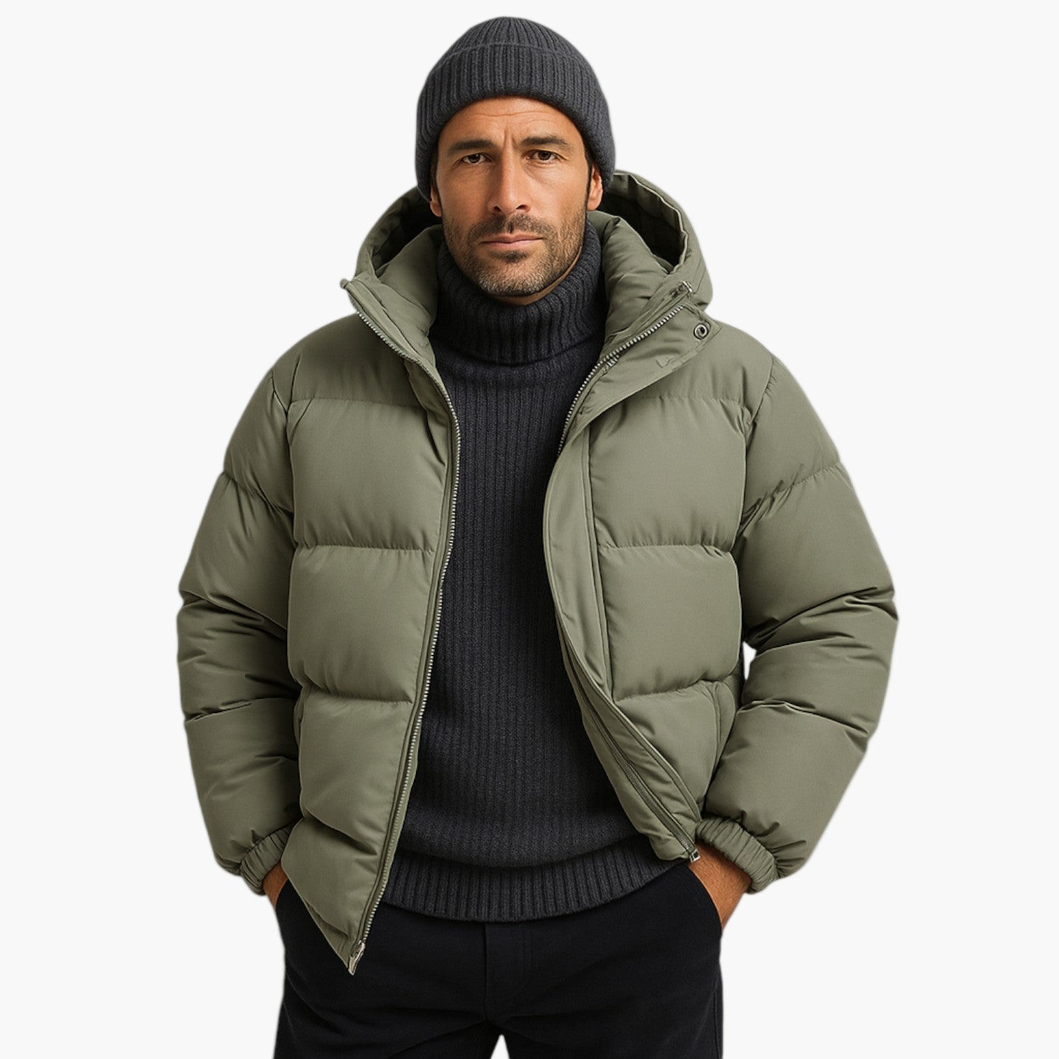 R&B | Puffer Parka - Winterjacke mit Kapuze, Daunenfüllung, Wasserdicht, Urban Outdoor
