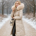 R&B | Lange gesteppte Jacke mit Kapuze Isolde