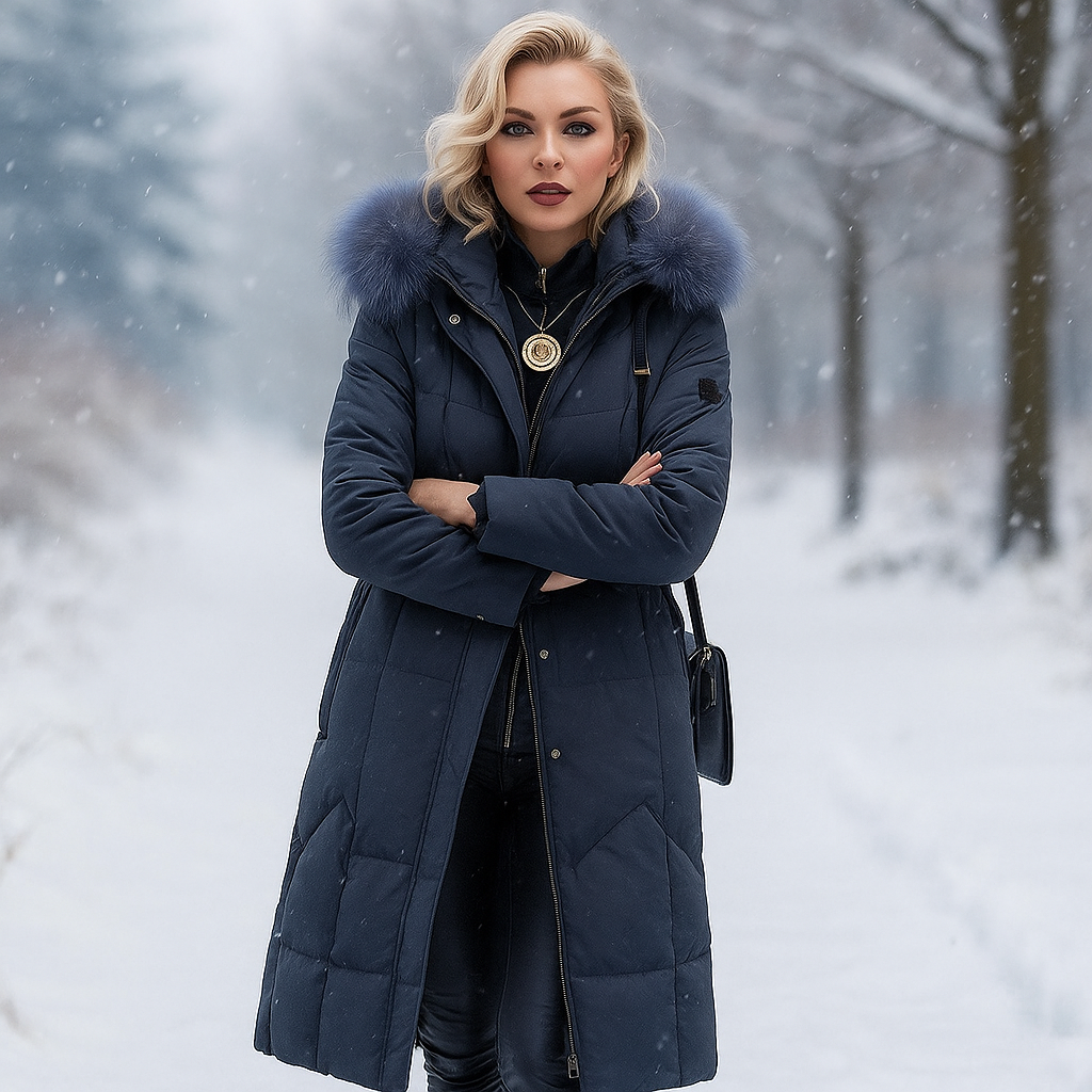 R&B | Lange gesteppte Jacke mit Kapuze Isolde