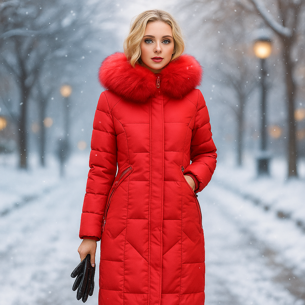 R&B | Lange gepolsterte Jacke mit Kapuze