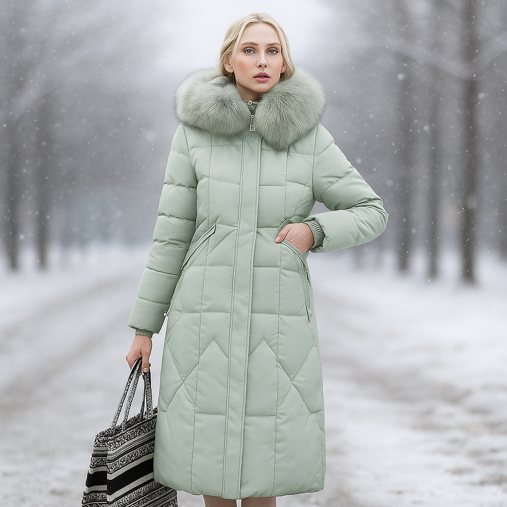 R&B | Lange gesteppte Jacke mit Kapuze Isolde
