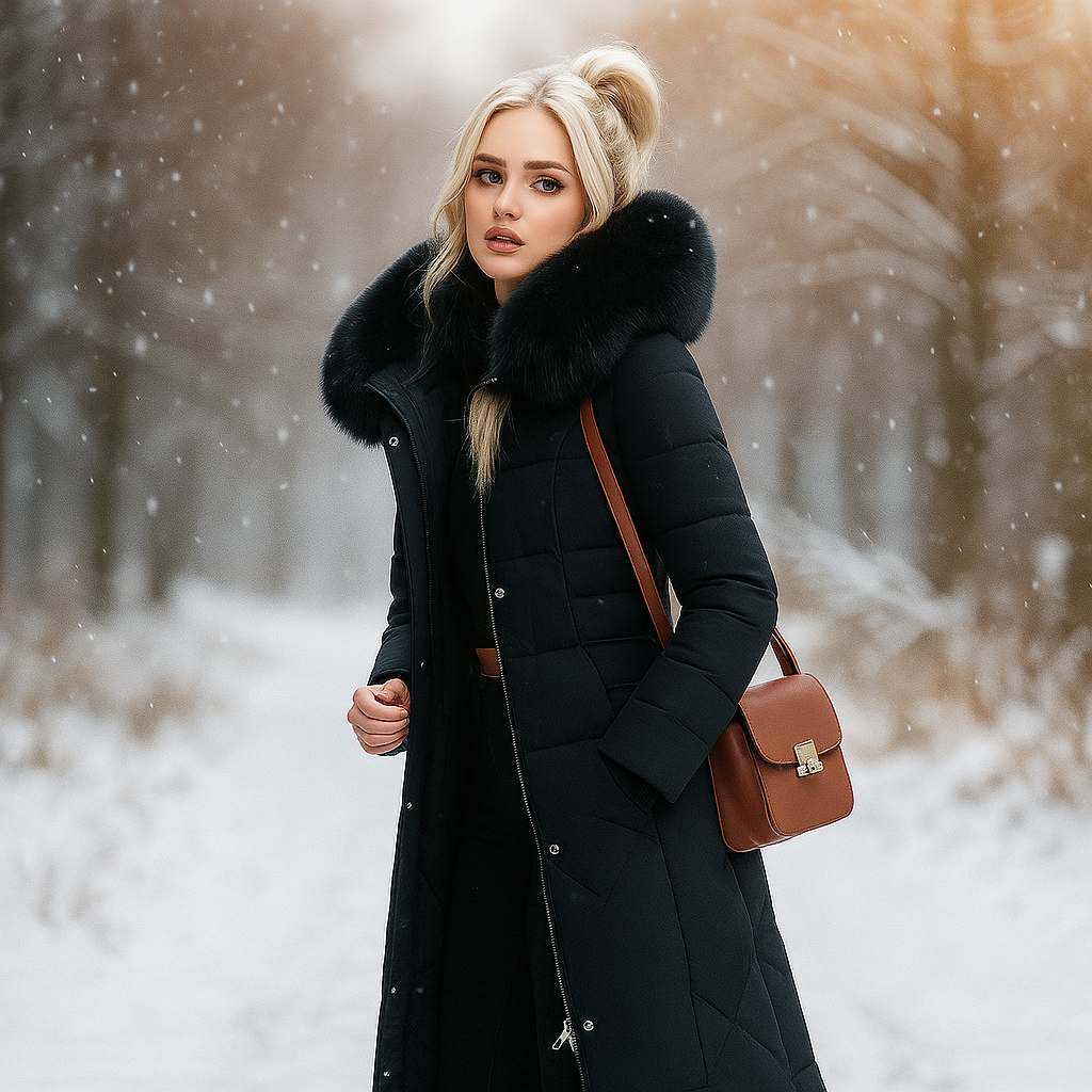 R&B | Lange gesteppte Jacke mit Kapuze Isolde