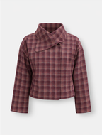 Karierte Oversized Jacke Damen mit hohem Kragen
