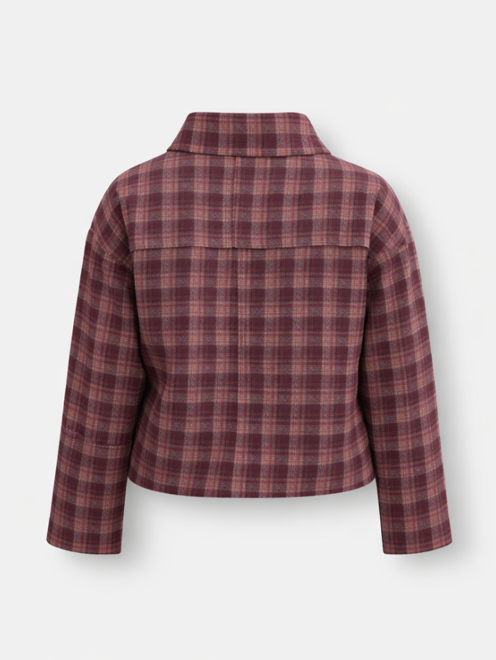 Karierte Oversized Jacke Damen mit hohem Kragen